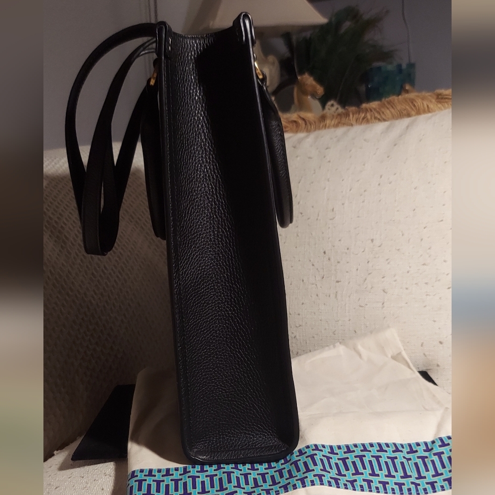 Tory Burch Black Large Pebbled Leather Blake Satchel Shoulder Bag with Dustbag - Picture 7 of 15